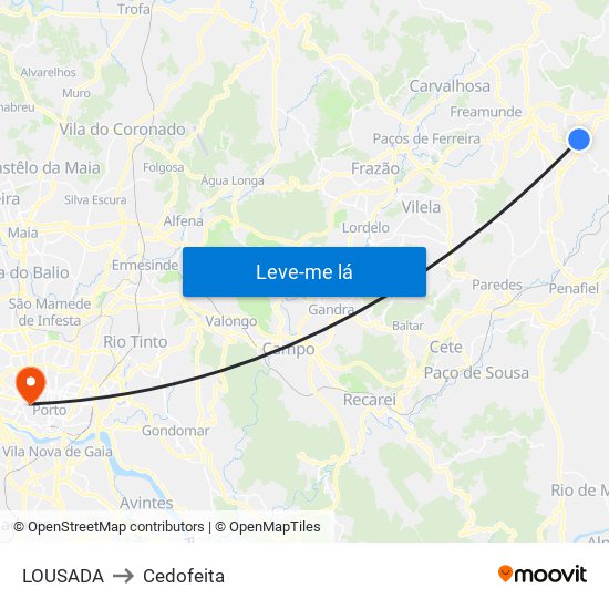 LOUSADA to Cedofeita map
