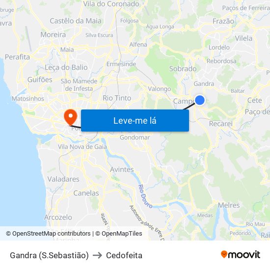 Gandra (S.Sebastião) to Cedofeita map