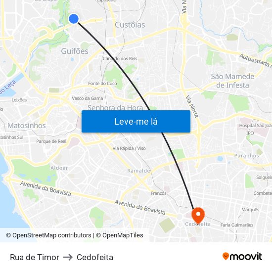 Rua de Timor to Cedofeita map