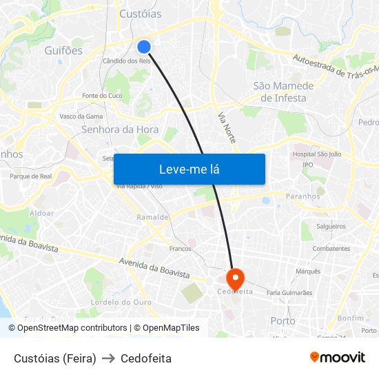 Custóias (Feira) to Cedofeita map