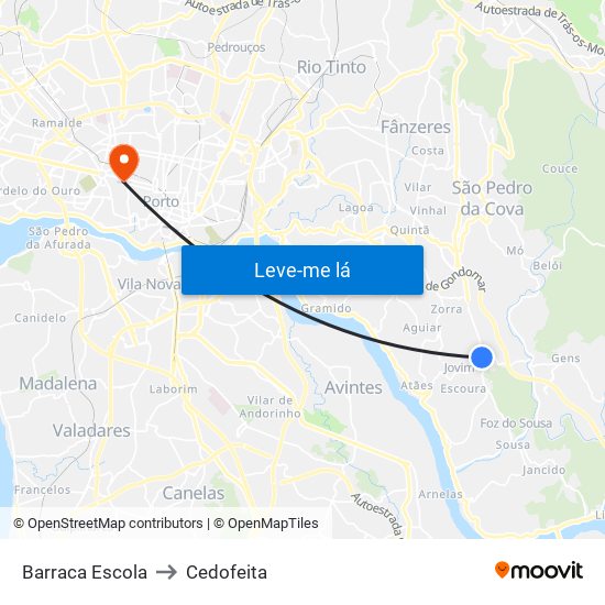 Barraca Escola to Cedofeita map