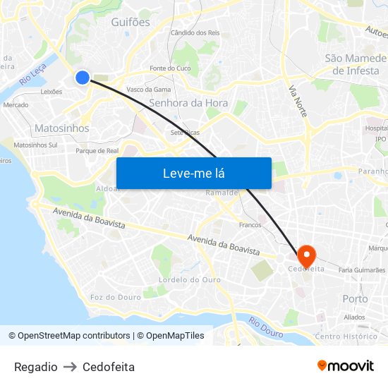 Regadio to Cedofeita map