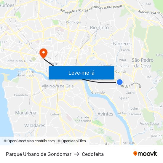 Parque Urbano de Gondomar to Cedofeita map