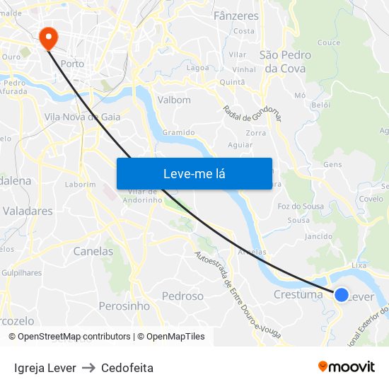 Igreja Lever to Cedofeita map