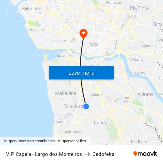 V. P. Capela - Largo dos Monteiros to Cedofeita map