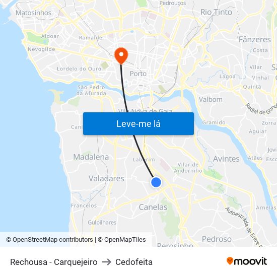 Rechousa - Carquejeiro to Cedofeita map
