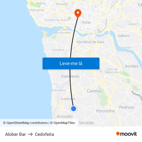 Alober Bar to Cedofeita map