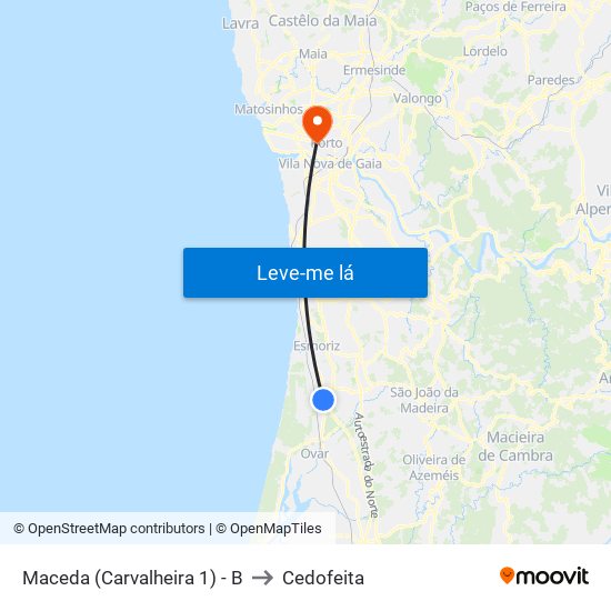Maceda (Carvalheira 1) - B to Cedofeita map