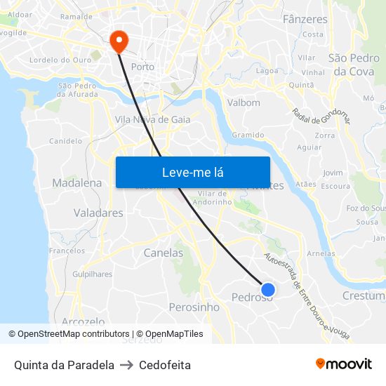 Quinta da Paradela to Cedofeita map