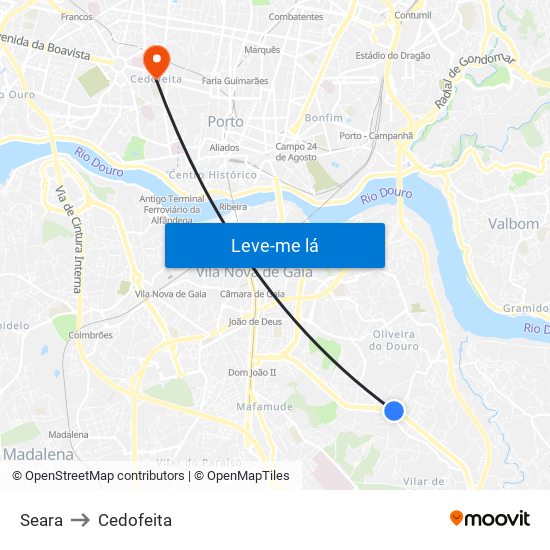 Seara to Cedofeita map