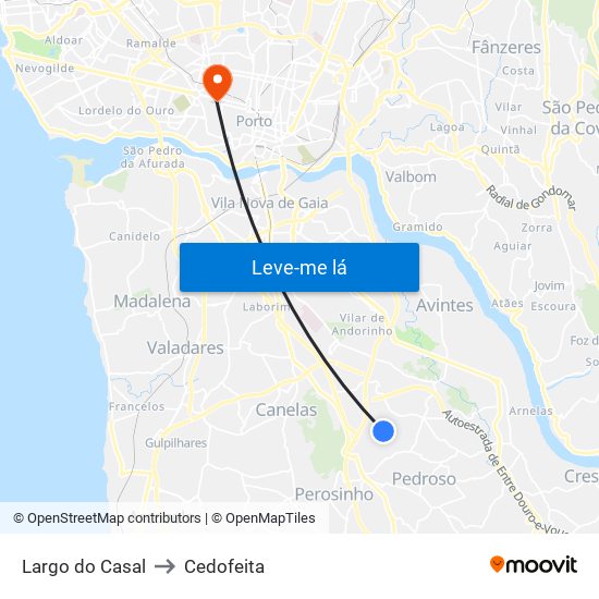 Largo do Casal to Cedofeita map