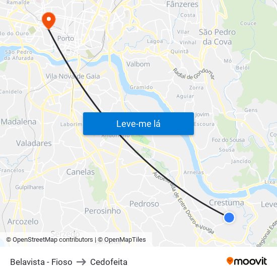 Belavista - Fioso to Cedofeita map