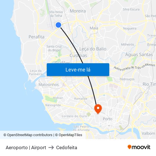Aeroporto | Airport to Cedofeita map