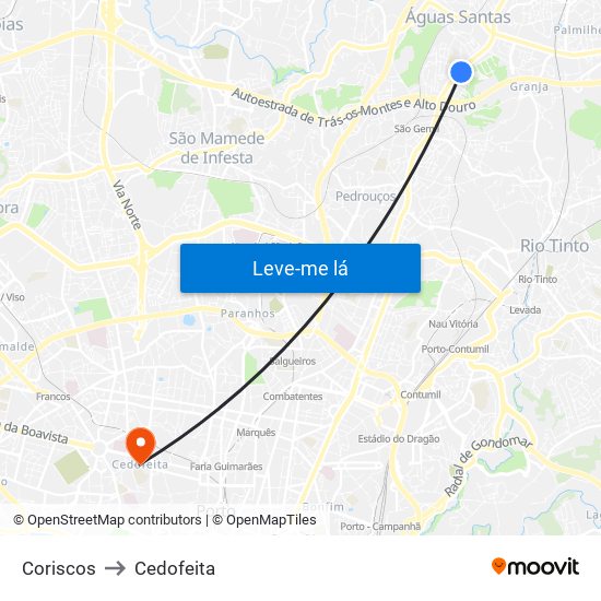 Coriscos to Cedofeita map