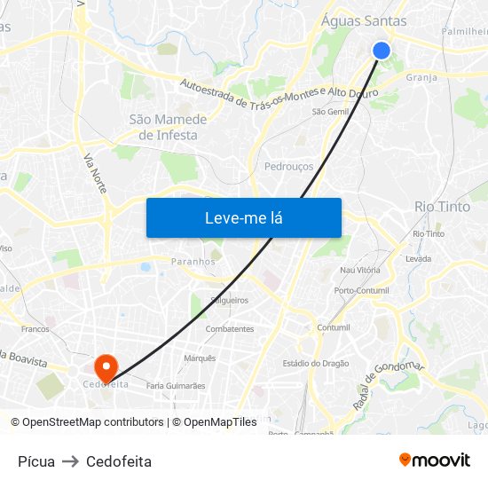 Pícua to Cedofeita map