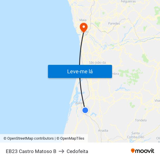 EB23 Castro Matoso B to Cedofeita map