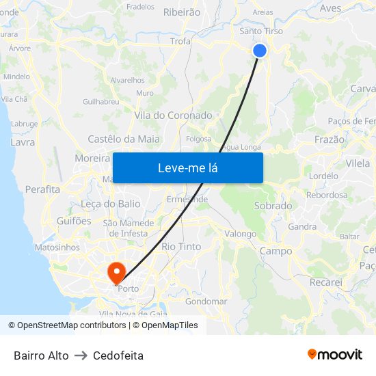Bairro Alto to Cedofeita map