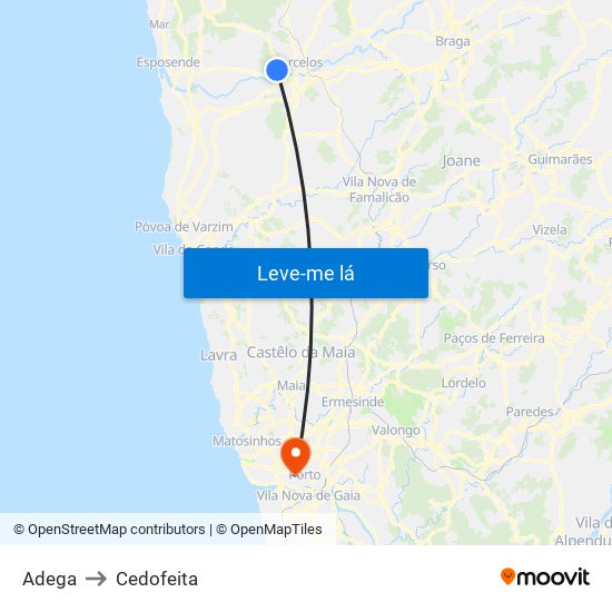 Adega to Cedofeita map