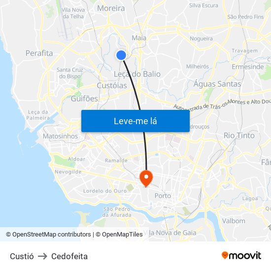 Custió to Cedofeita map