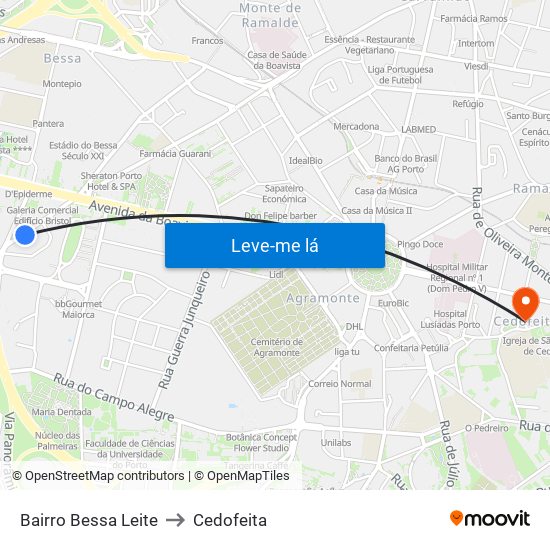 Bairro Bessa Leite to Cedofeita map