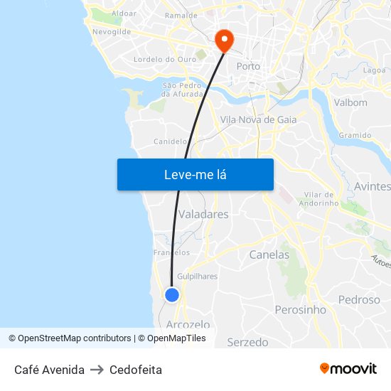 Café Avenida to Cedofeita map