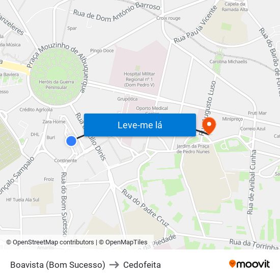 Boavista (Bom Sucesso) to Cedofeita map