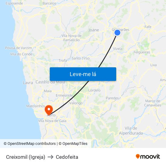 Creixomil (Igreja) to Cedofeita map