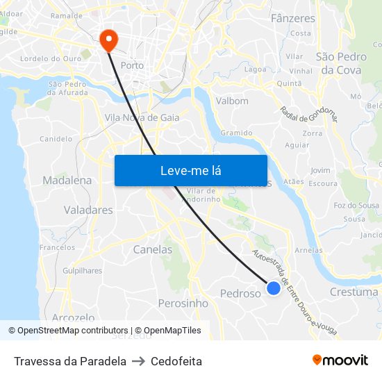 Travessa da Paradela to Cedofeita map