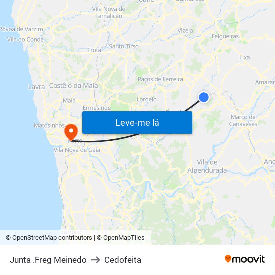 Junta .Freg Meinedo to Cedofeita map