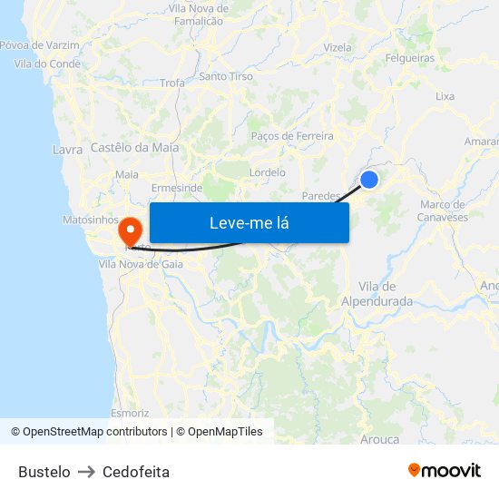 Bustelo to Cedofeita map