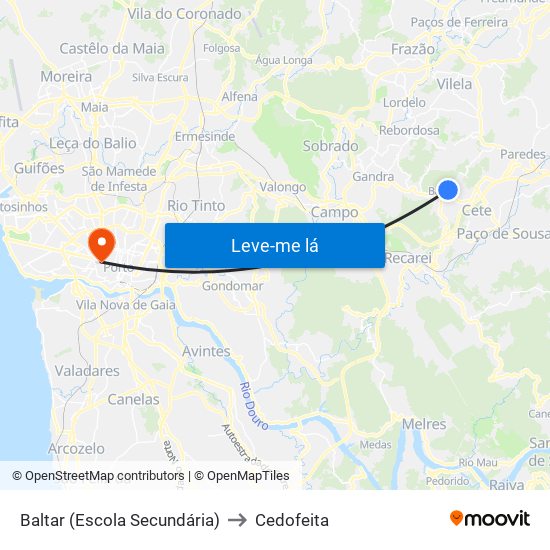 Baltar (Escola Secundária) to Cedofeita map