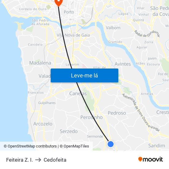 Feiteira Z. I. to Cedofeita map