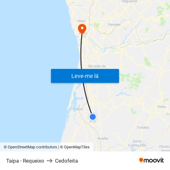 Taipa - Requeixo to Cedofeita map
