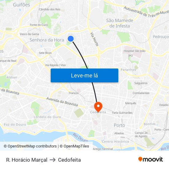R. Horácio Marçal to Cedofeita map