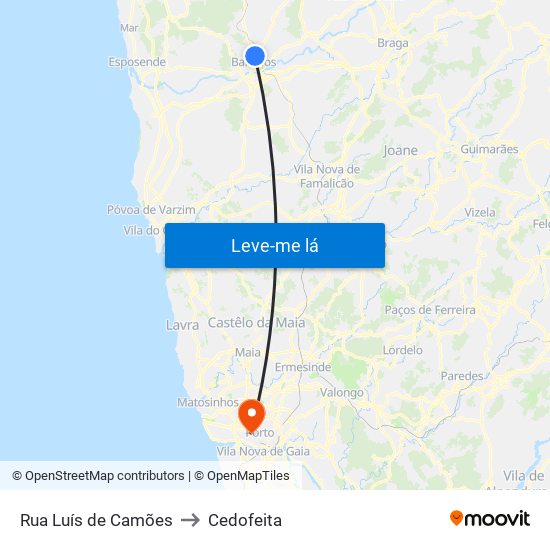 Rua Luís de Camões to Cedofeita map