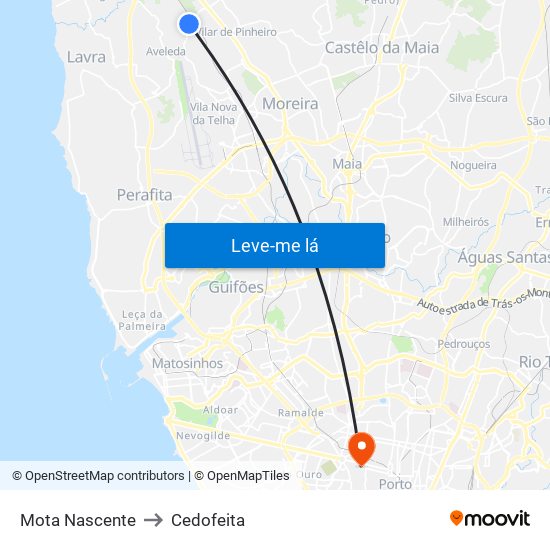 Mota Nascente to Cedofeita map