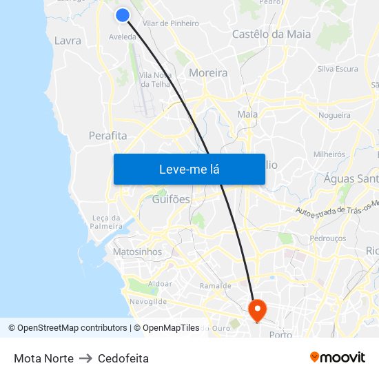 Mota Norte to Cedofeita map