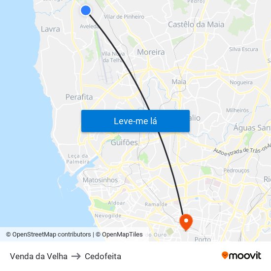 Venda da Velha to Cedofeita map