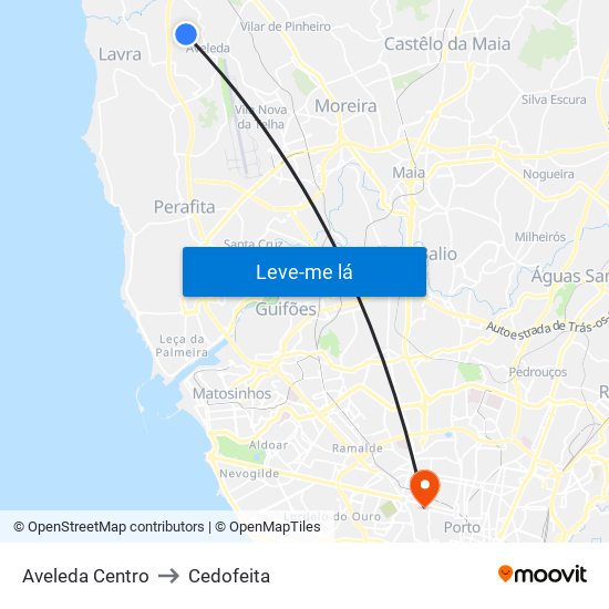 Aveleda Centro to Cedofeita map
