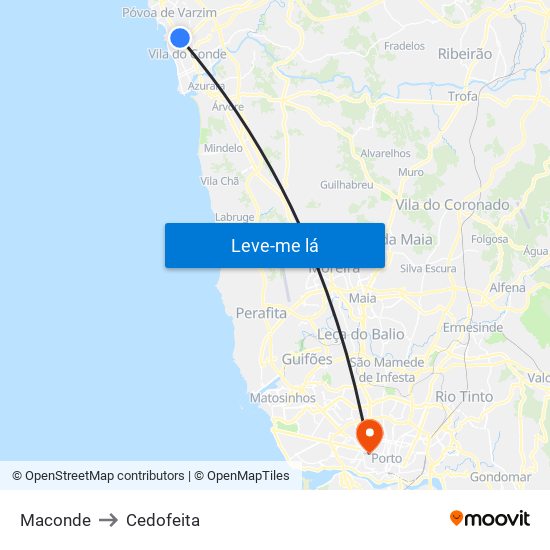 Maconde to Cedofeita map