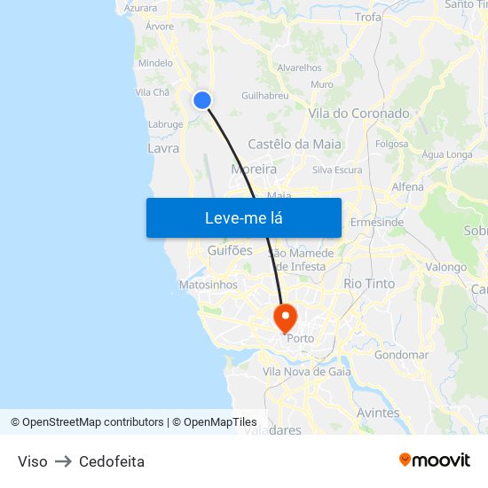 Viso to Cedofeita map
