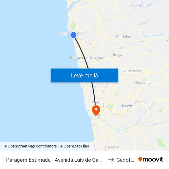 Paragem Estimada - Avenida Luís de Camões, 110 to Cedofeita map