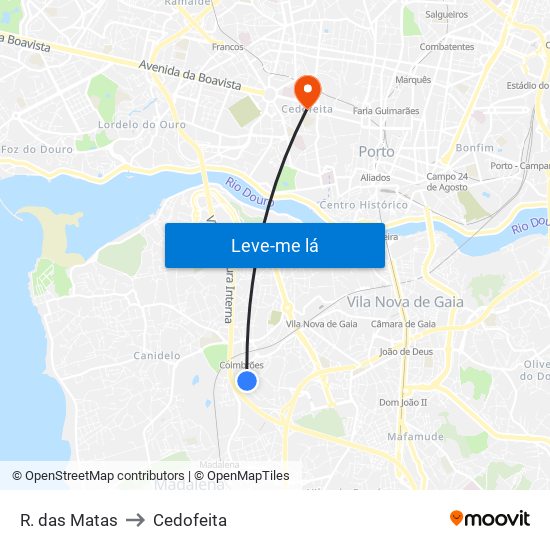R. das Matas to Cedofeita map