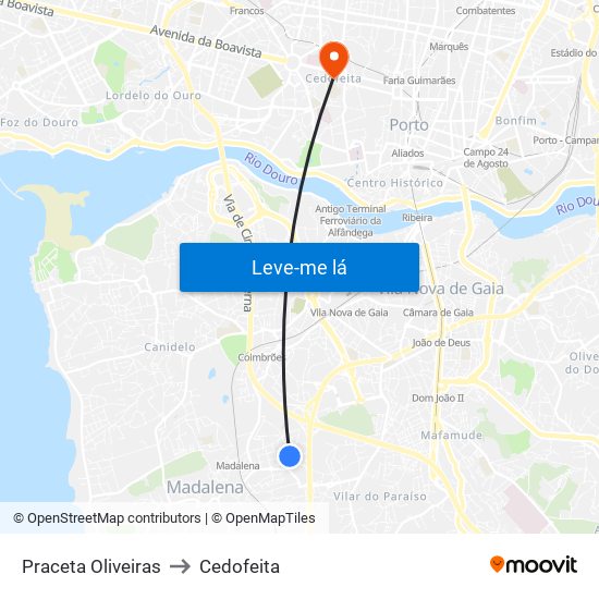 Praceta Oliveiras to Cedofeita map