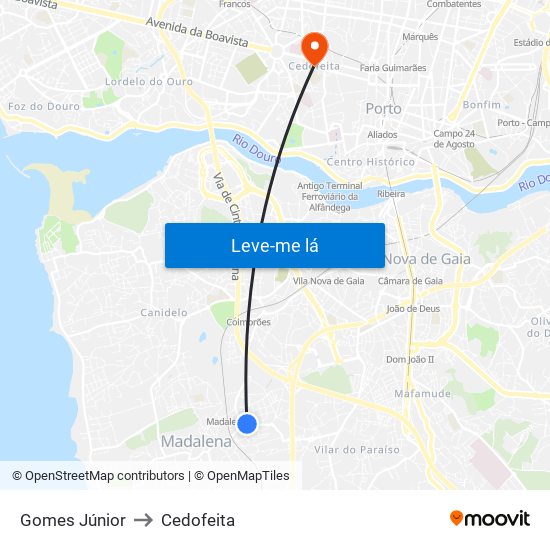 Gomes Júnior to Cedofeita map