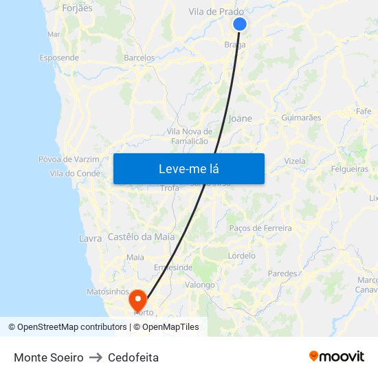 Monte Soeiro to Cedofeita map