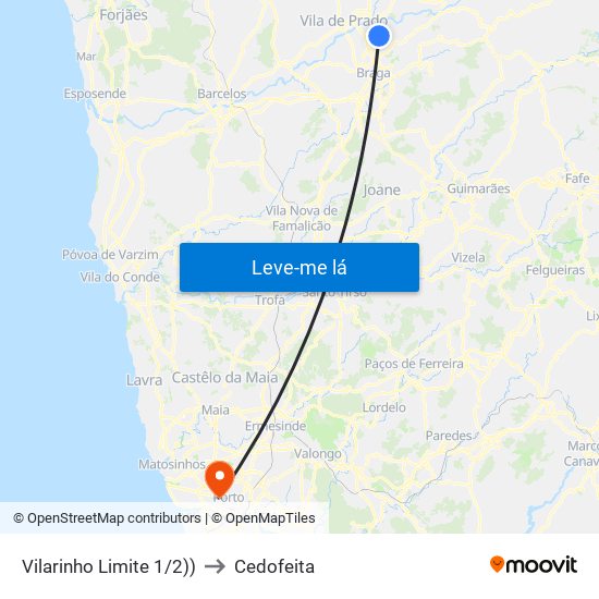 Vilarinho Limite 1/2)) to Cedofeita map