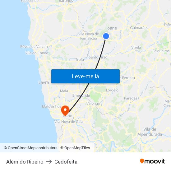 Além do Ribeiro to Cedofeita map