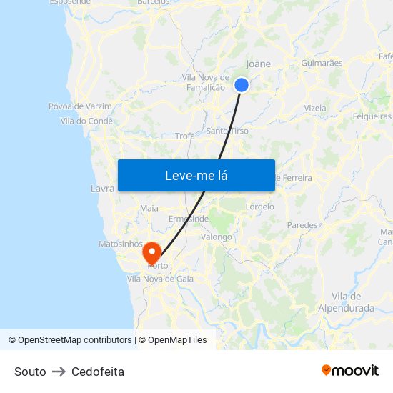 Souto to Cedofeita map