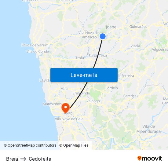 Breia to Cedofeita map
